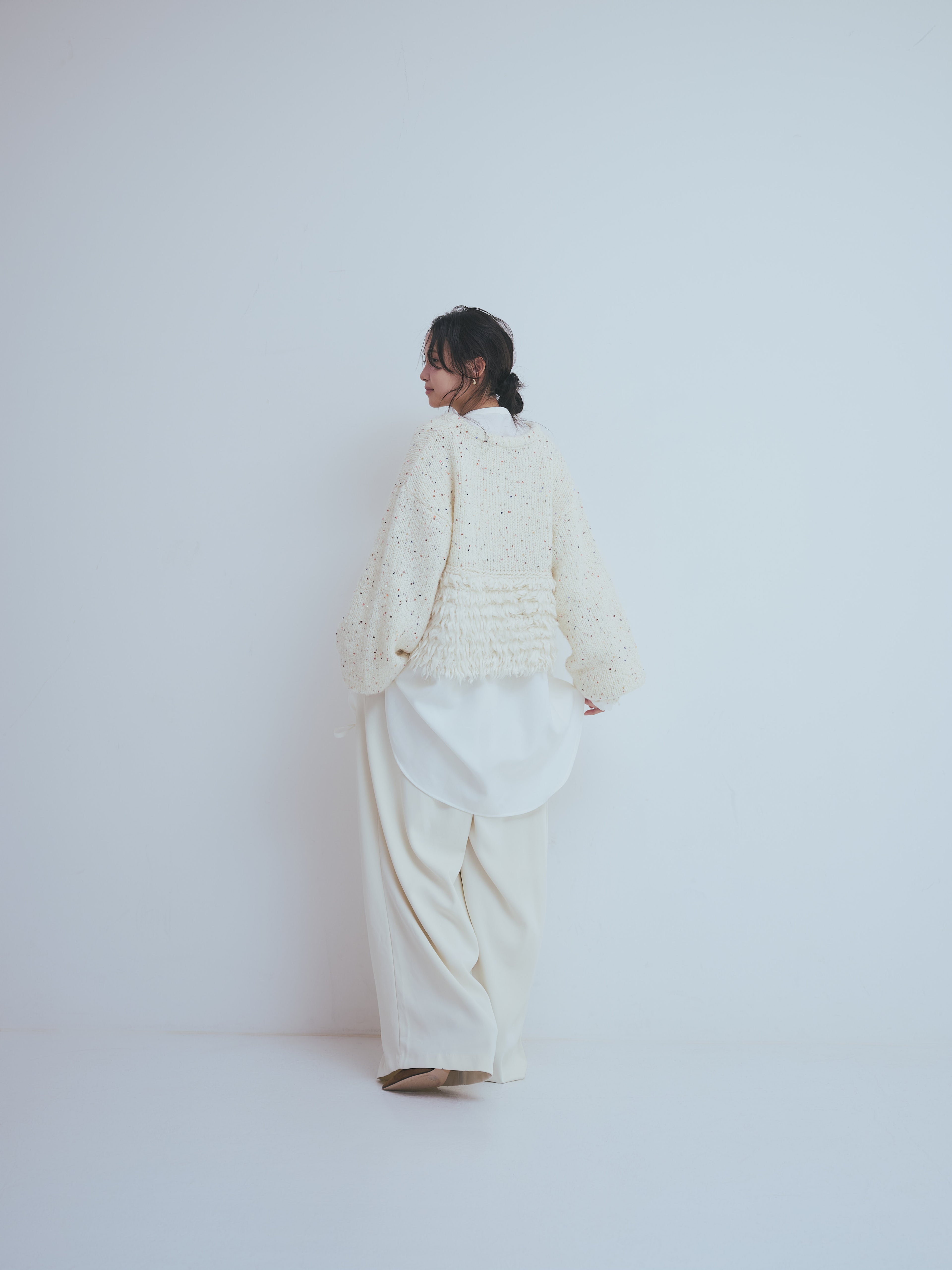 fringe design gritter knit
