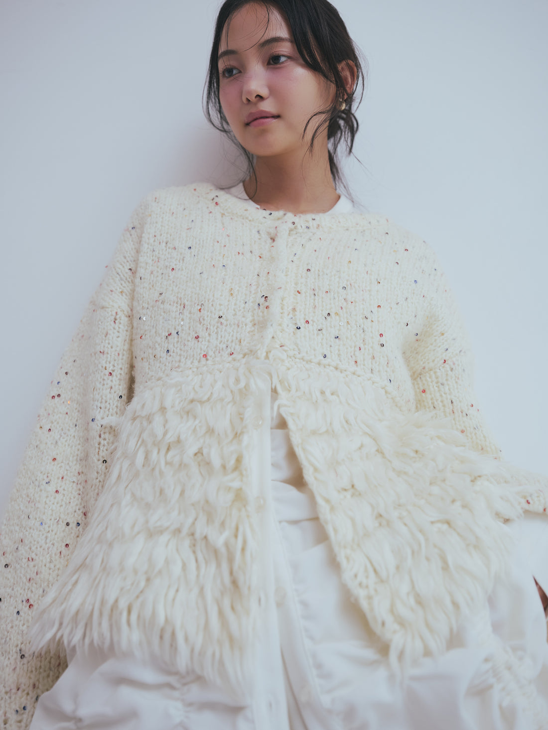 fringe design gritter knit