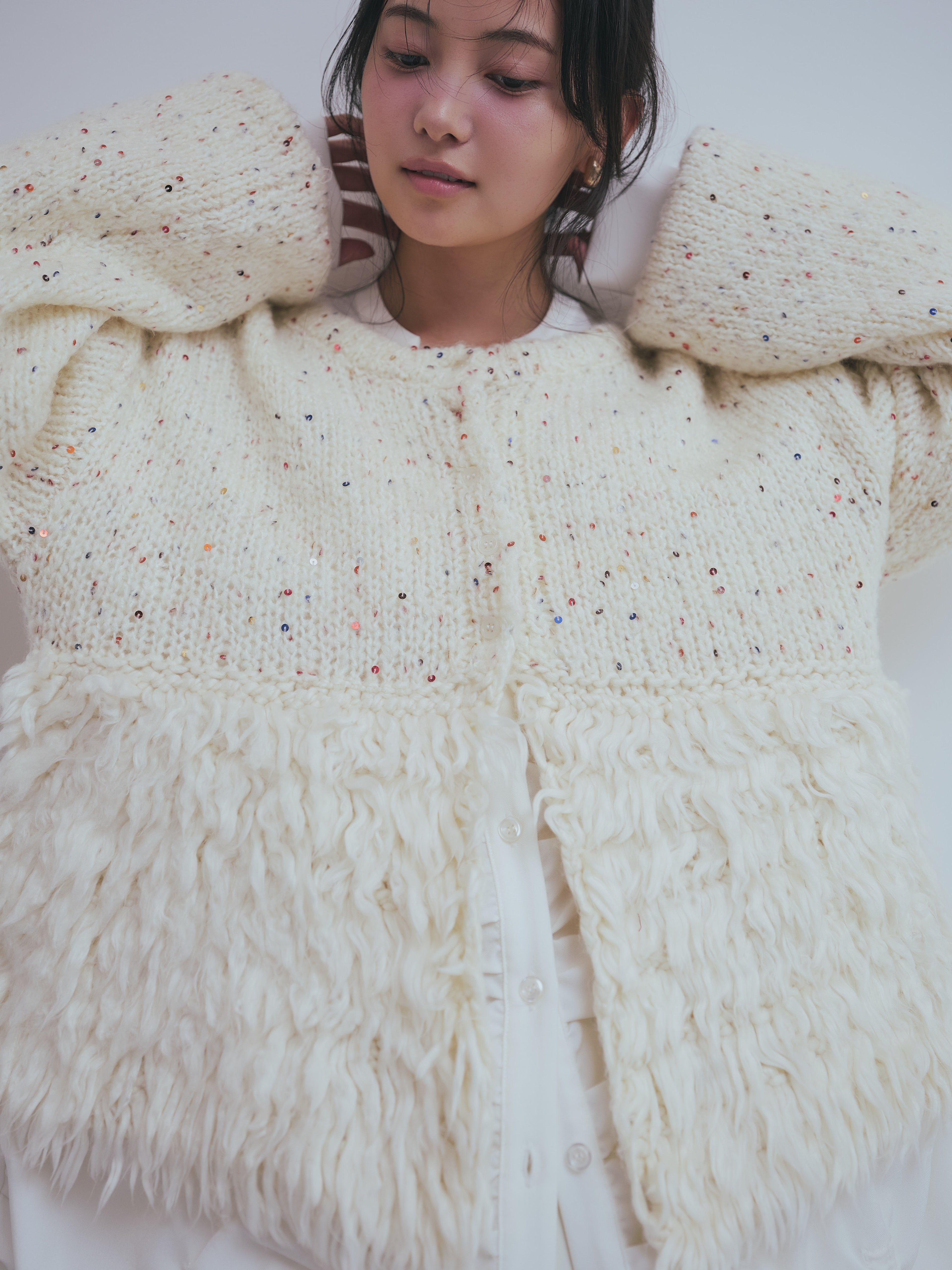 fringe design gritter knit