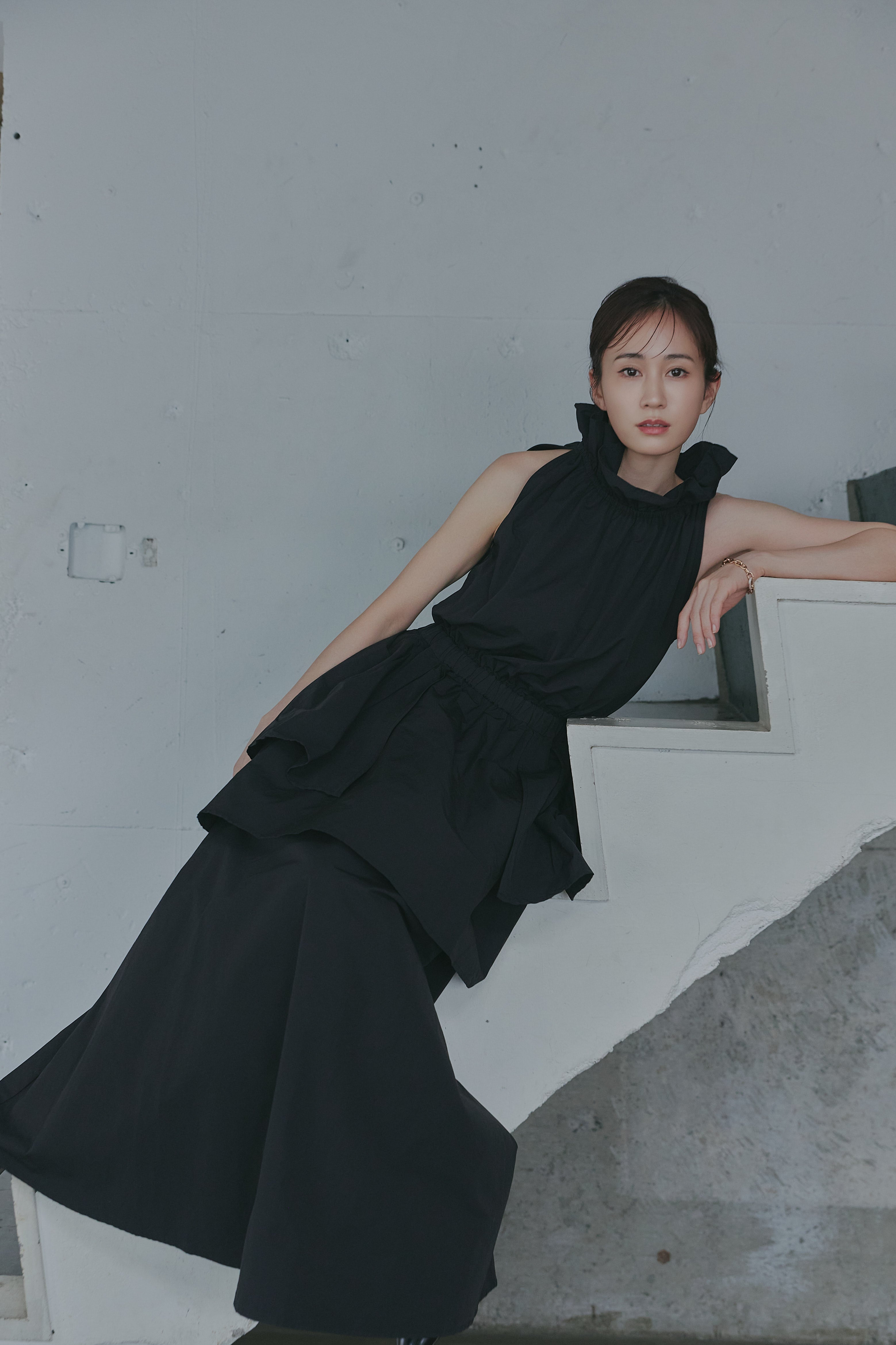frill neck peplum one-piece