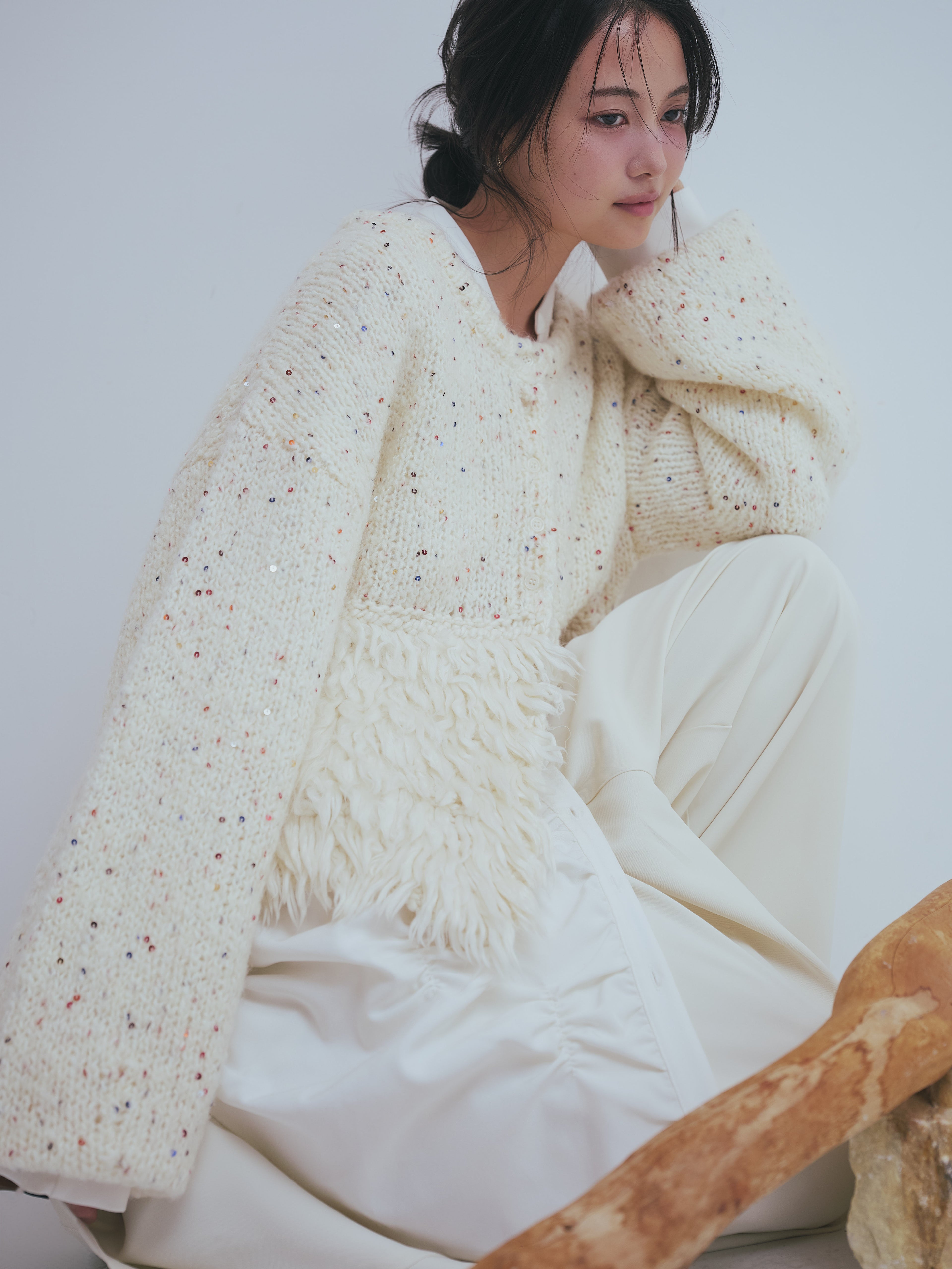 fringe design gritter knit