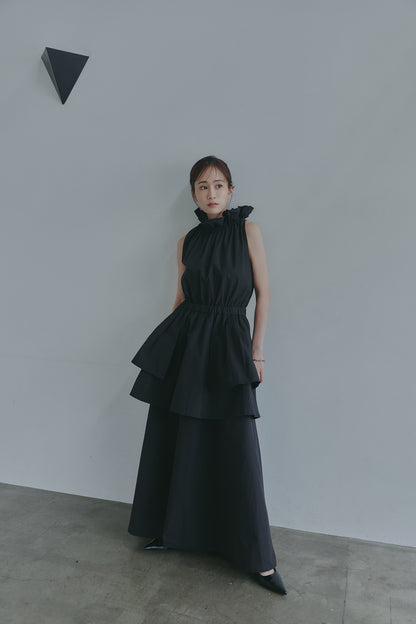 frill neck peplum one-piece