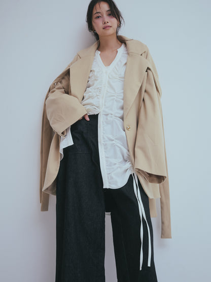 back slit curve denim pants