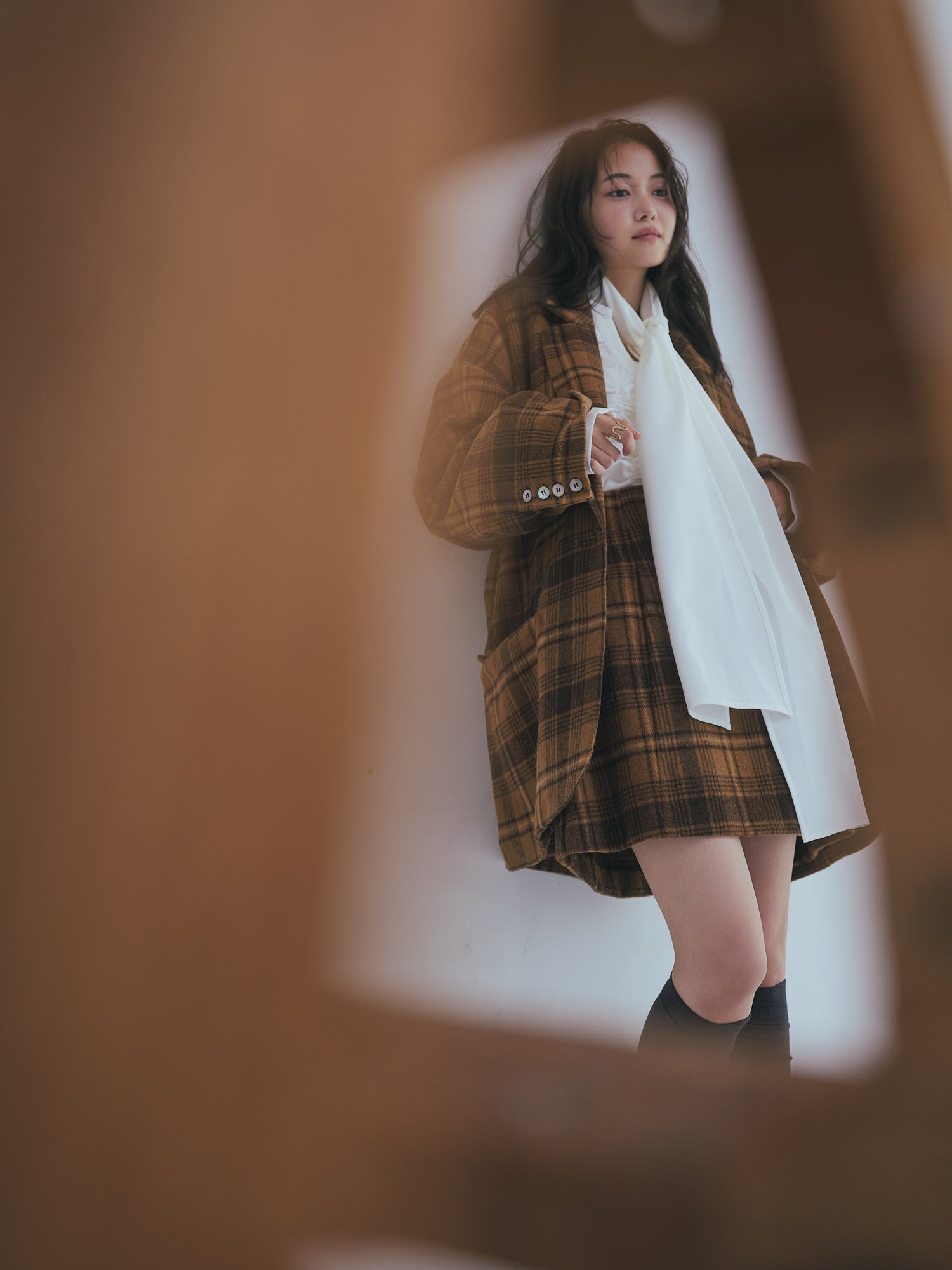 checked mini skirt