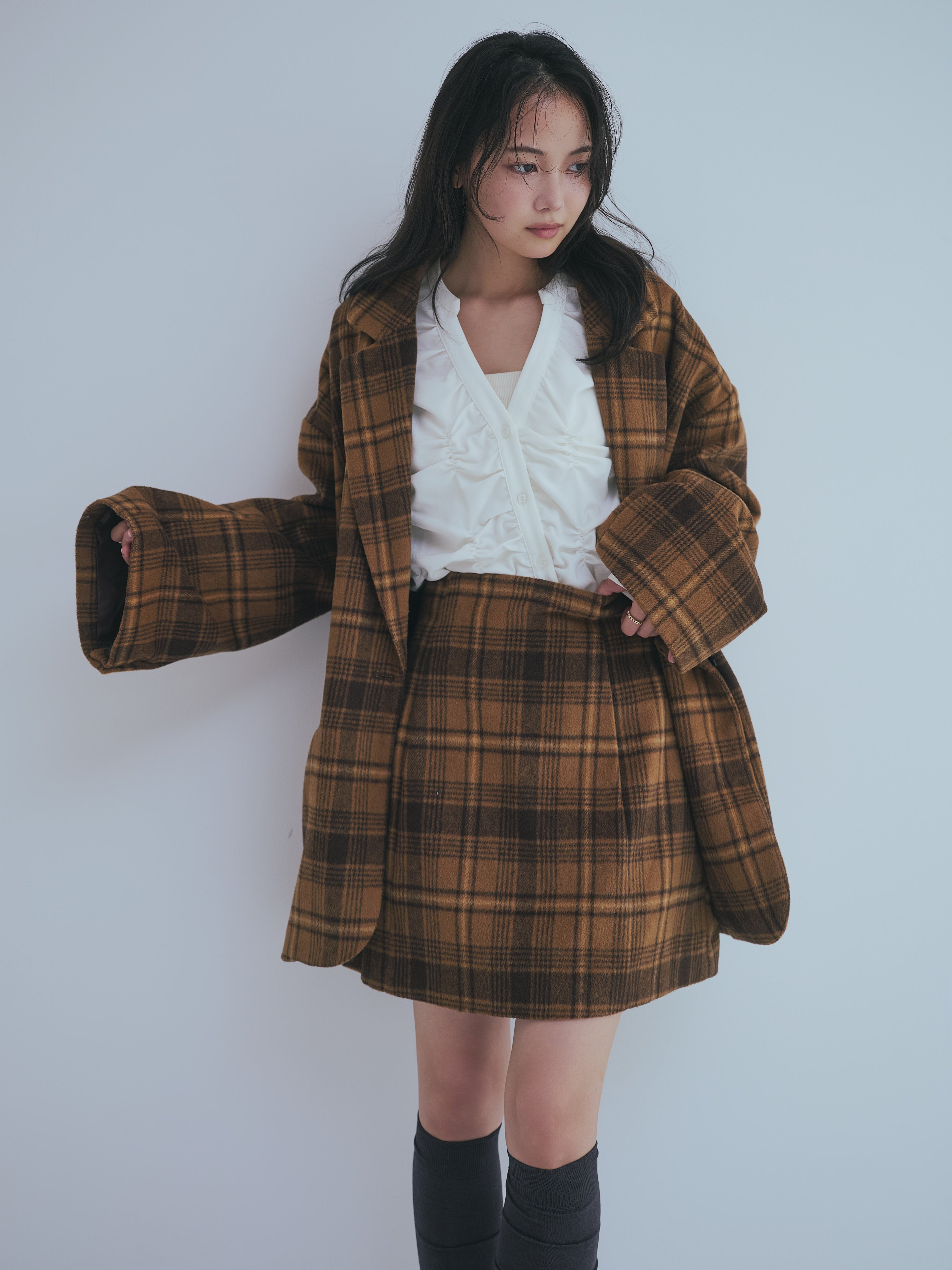 checked mini skirt