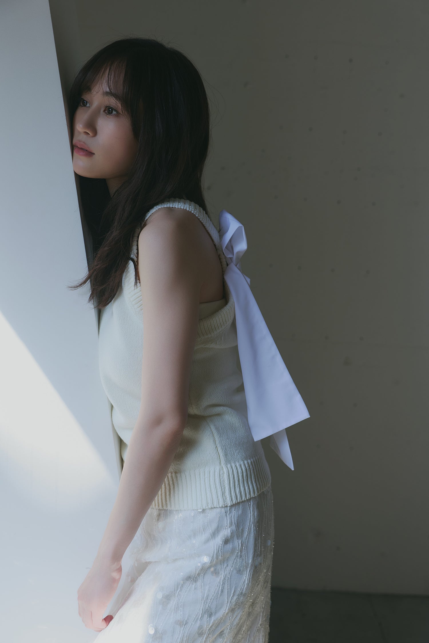 ribbon halter neck knit tops