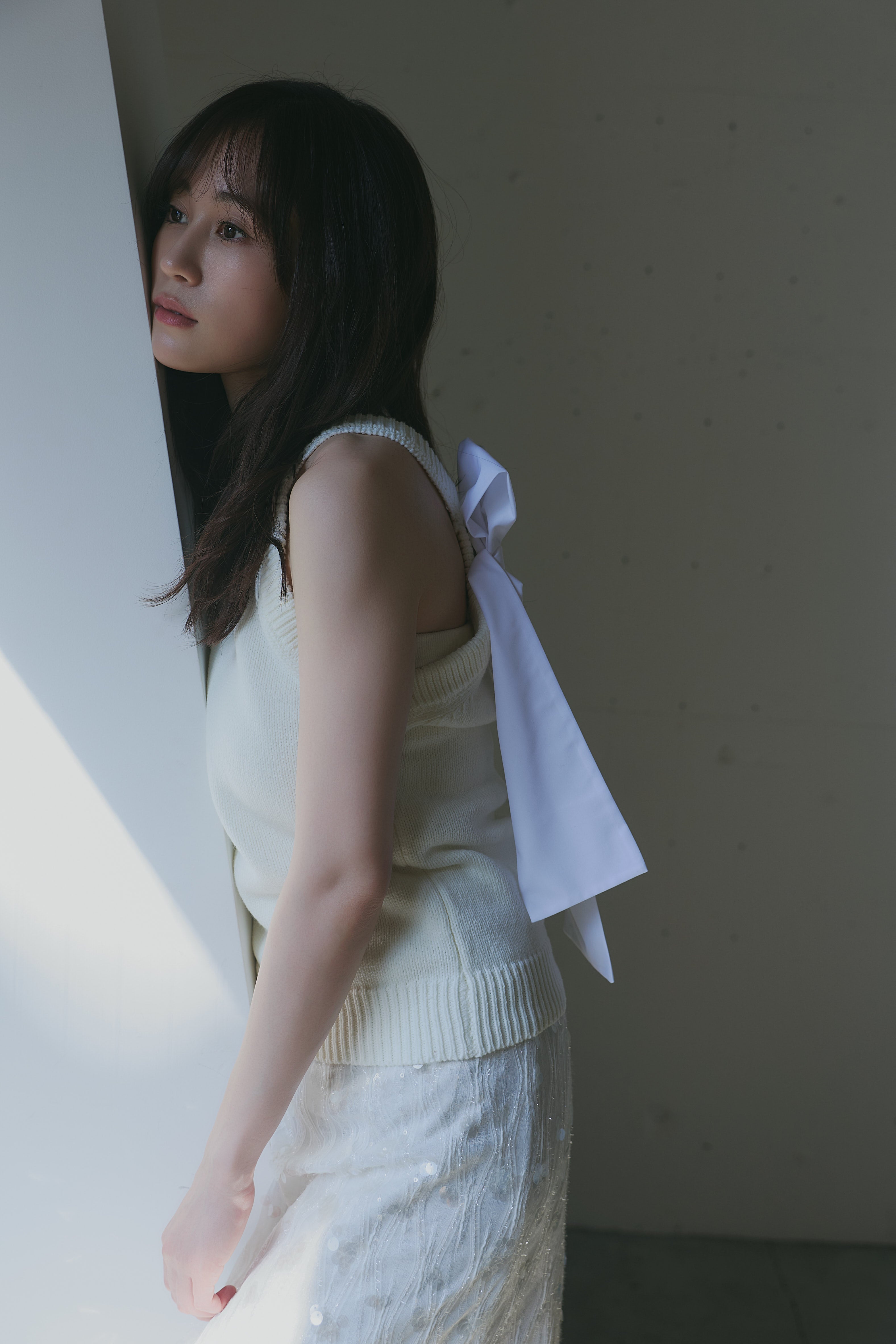 ribbon halter neck knit tops