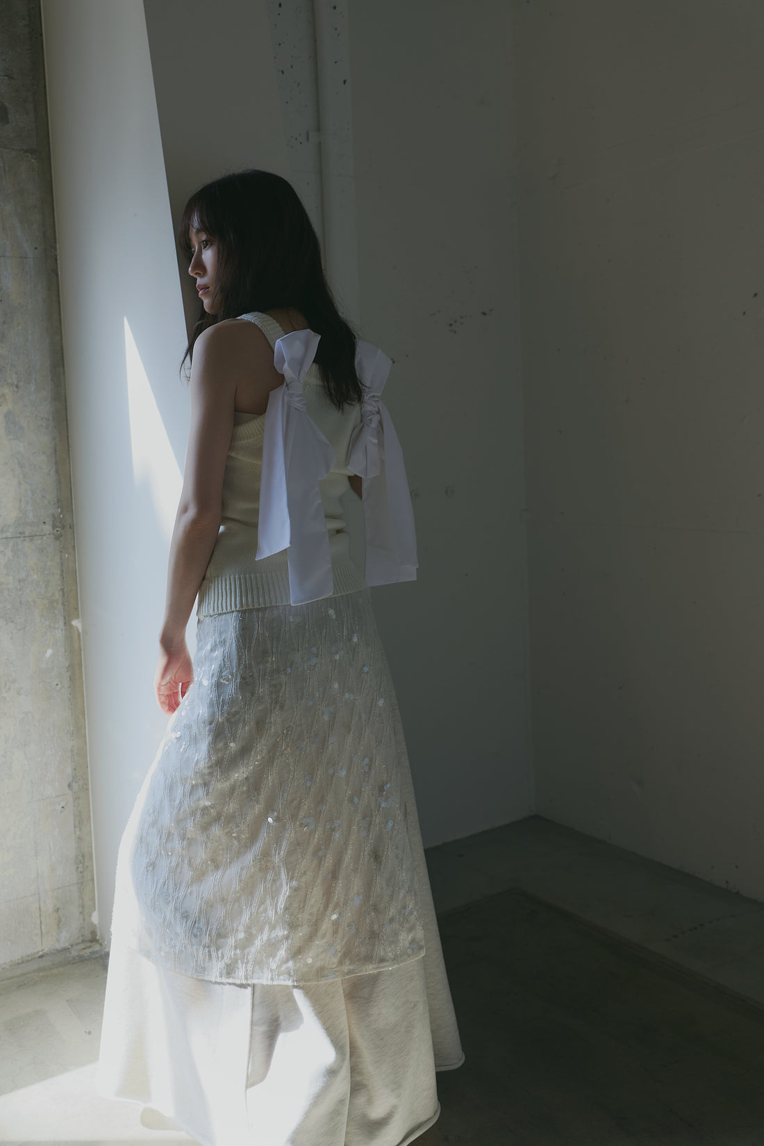 spangle layered sweat skirt