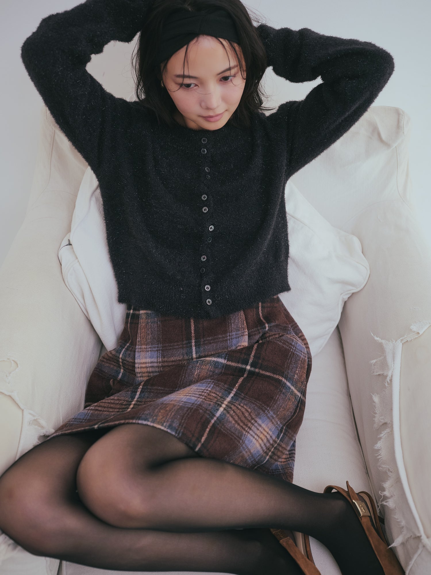 checked mini skirt