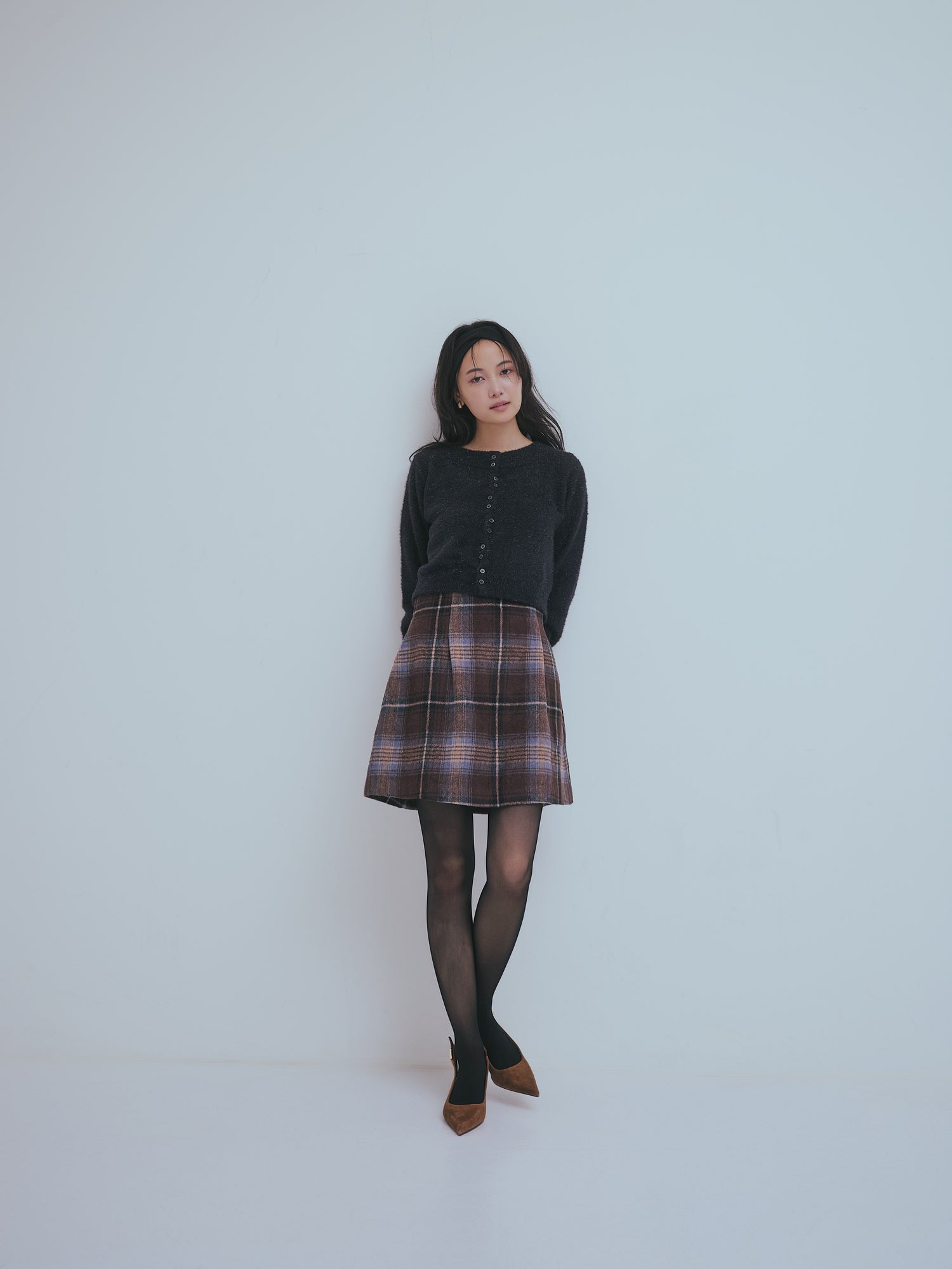 checked mini skirt