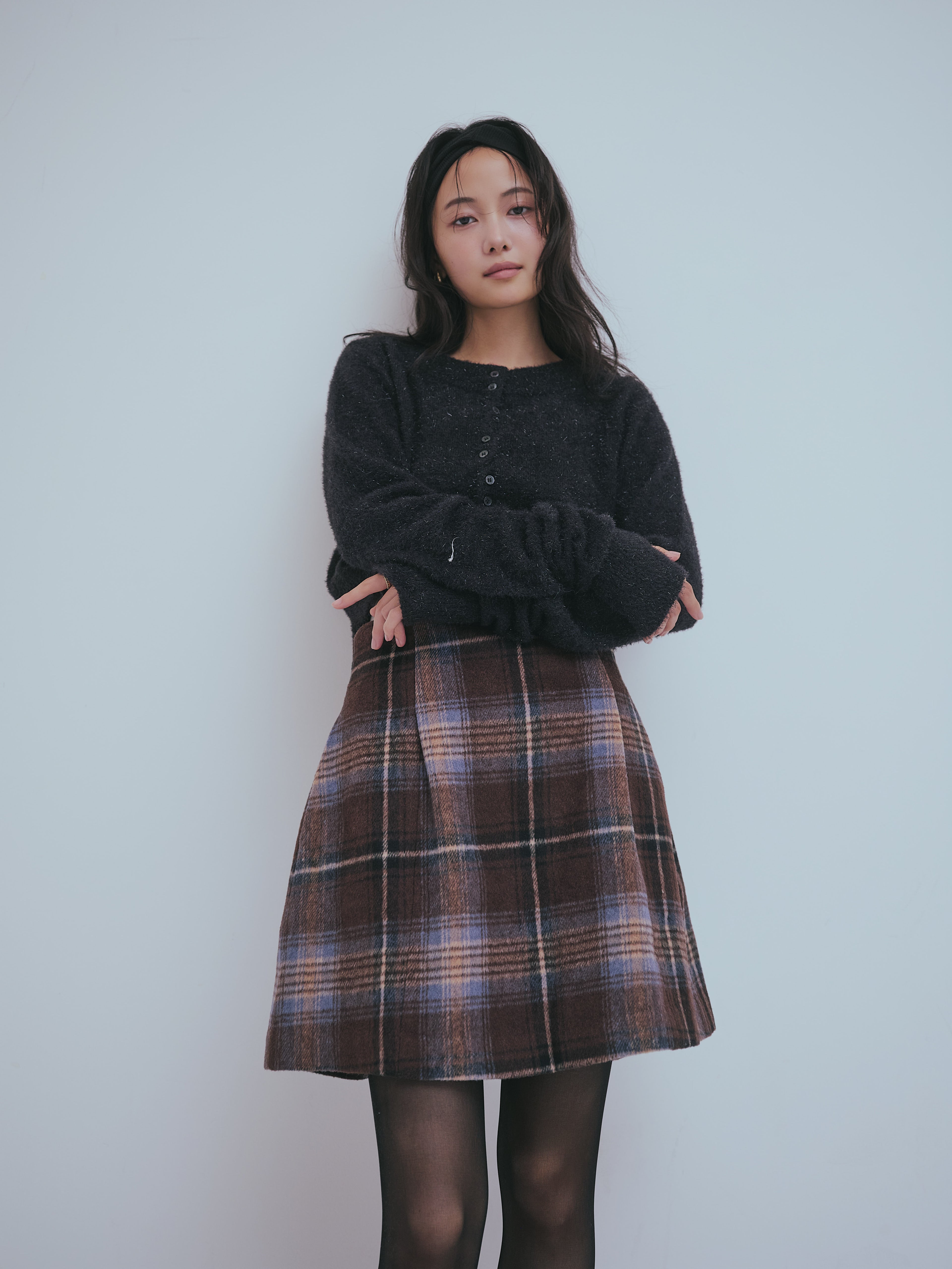 checked mini skirt
