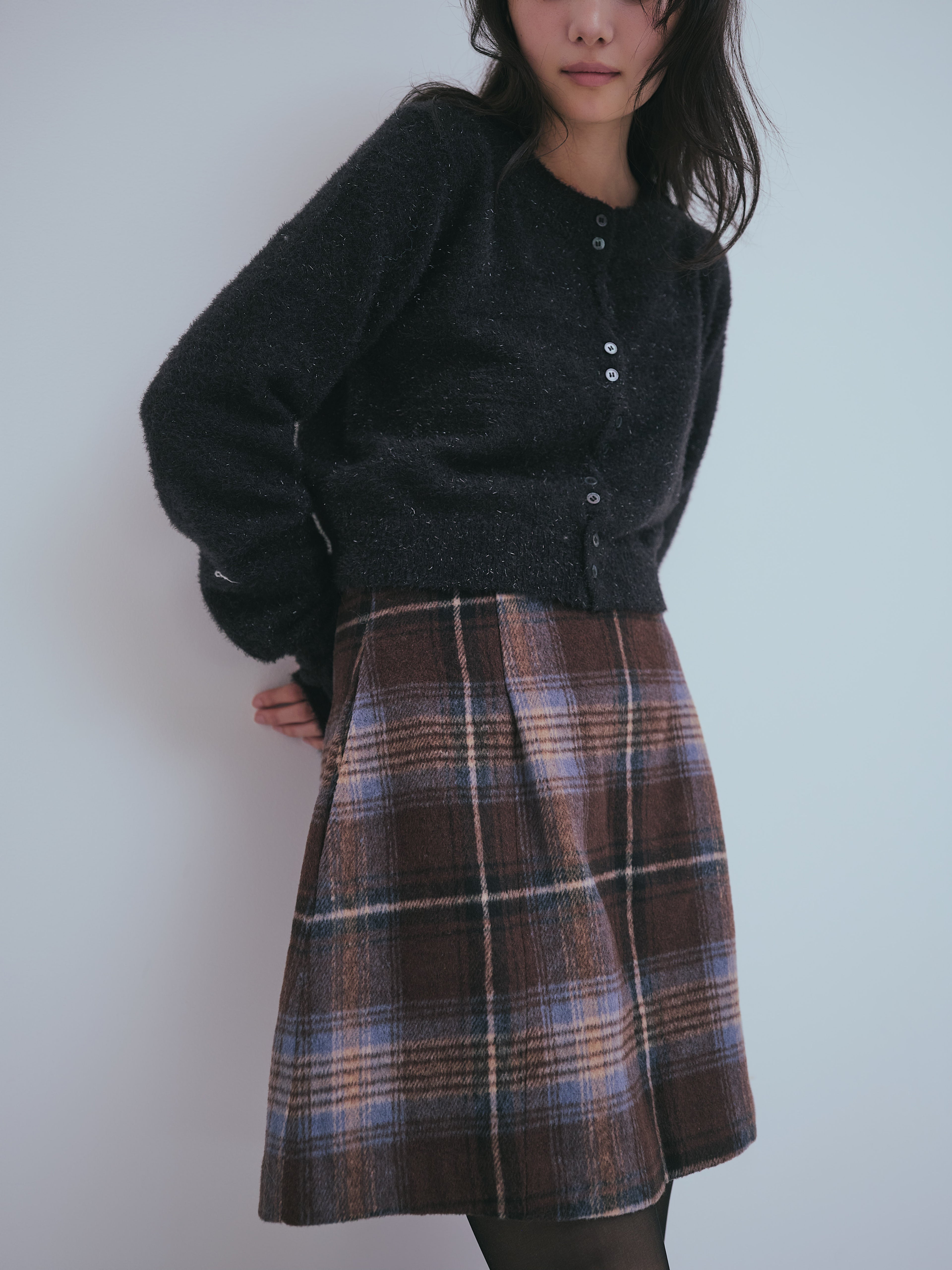 checked mini skirt