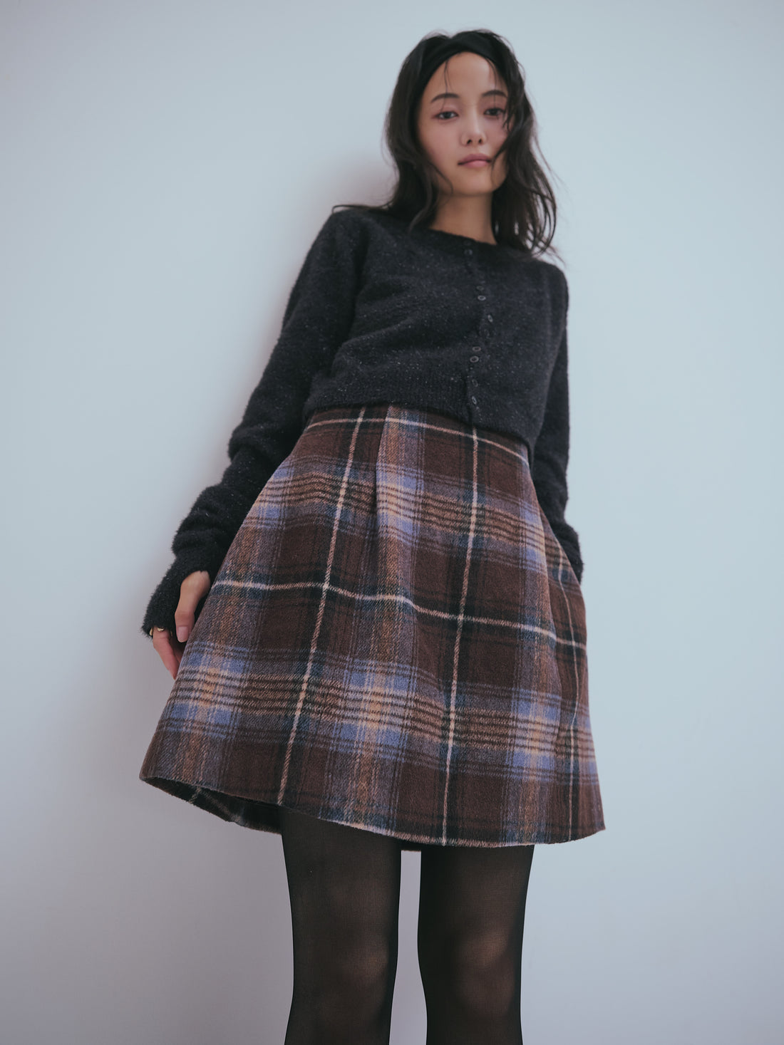 checked mini skirt