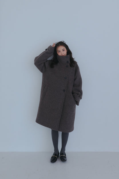 wrap collar wool coat