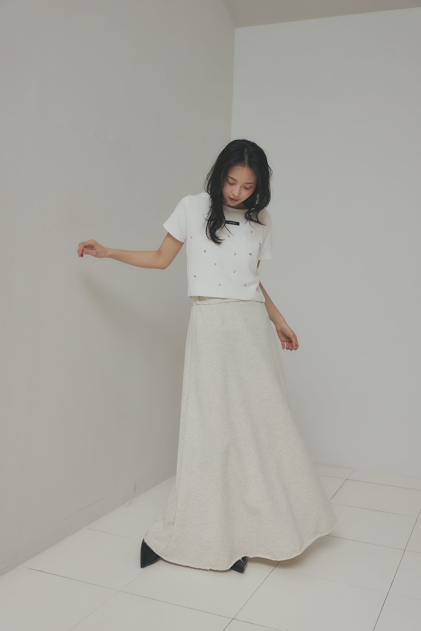 spangle layered sweat skirt