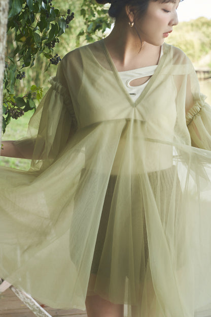 asymmetry tulle tunic