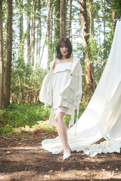 tulle pattern sheer jacket