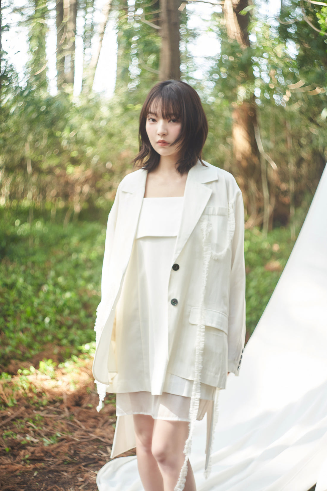 tulle pattern sheer jacket