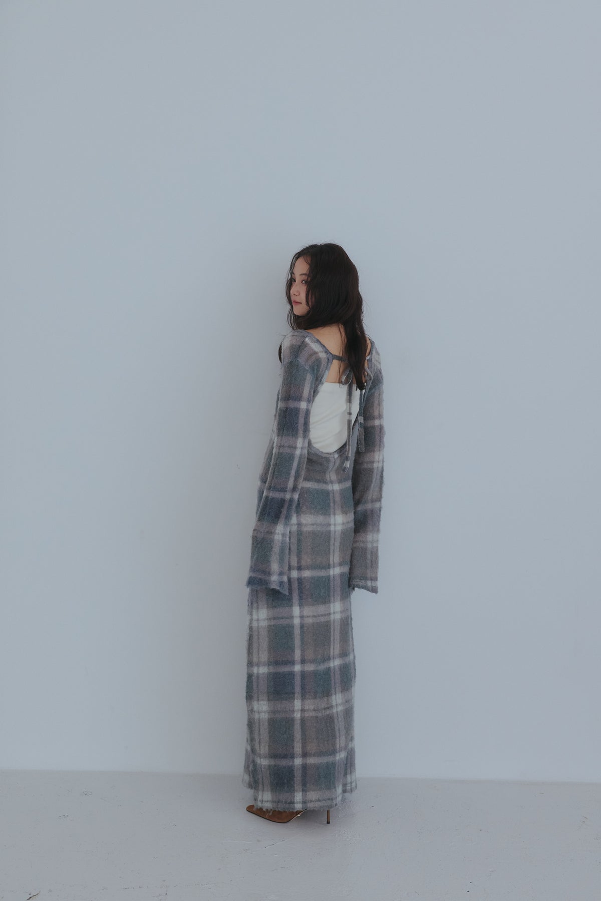 sheer checked one-piece