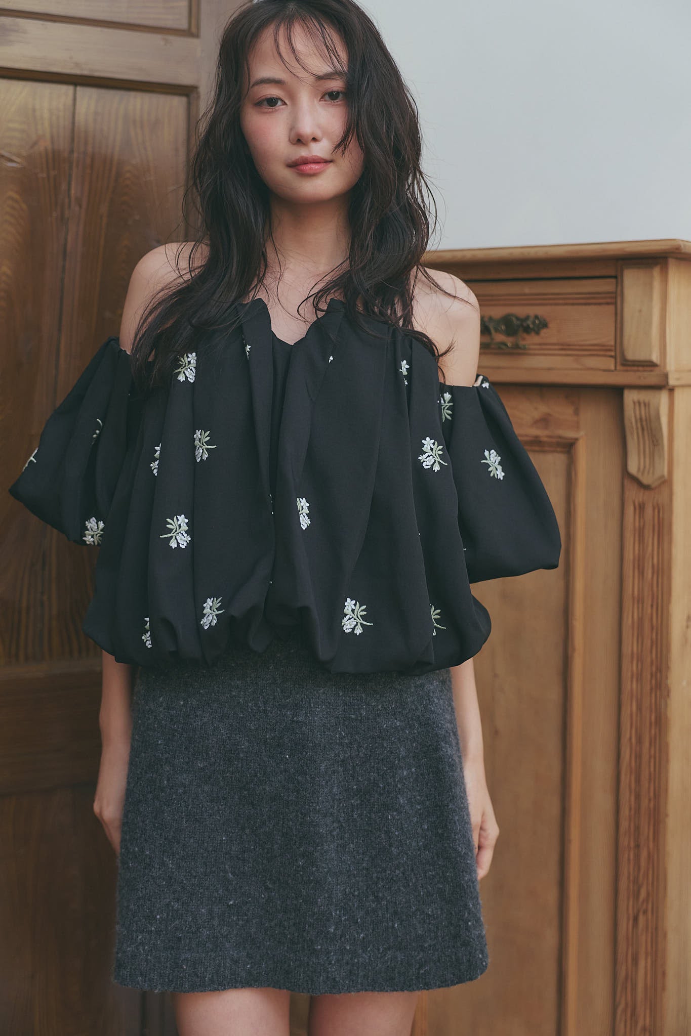 embroidery off shoulder blouse