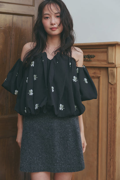 embroidery off shoulder blouse