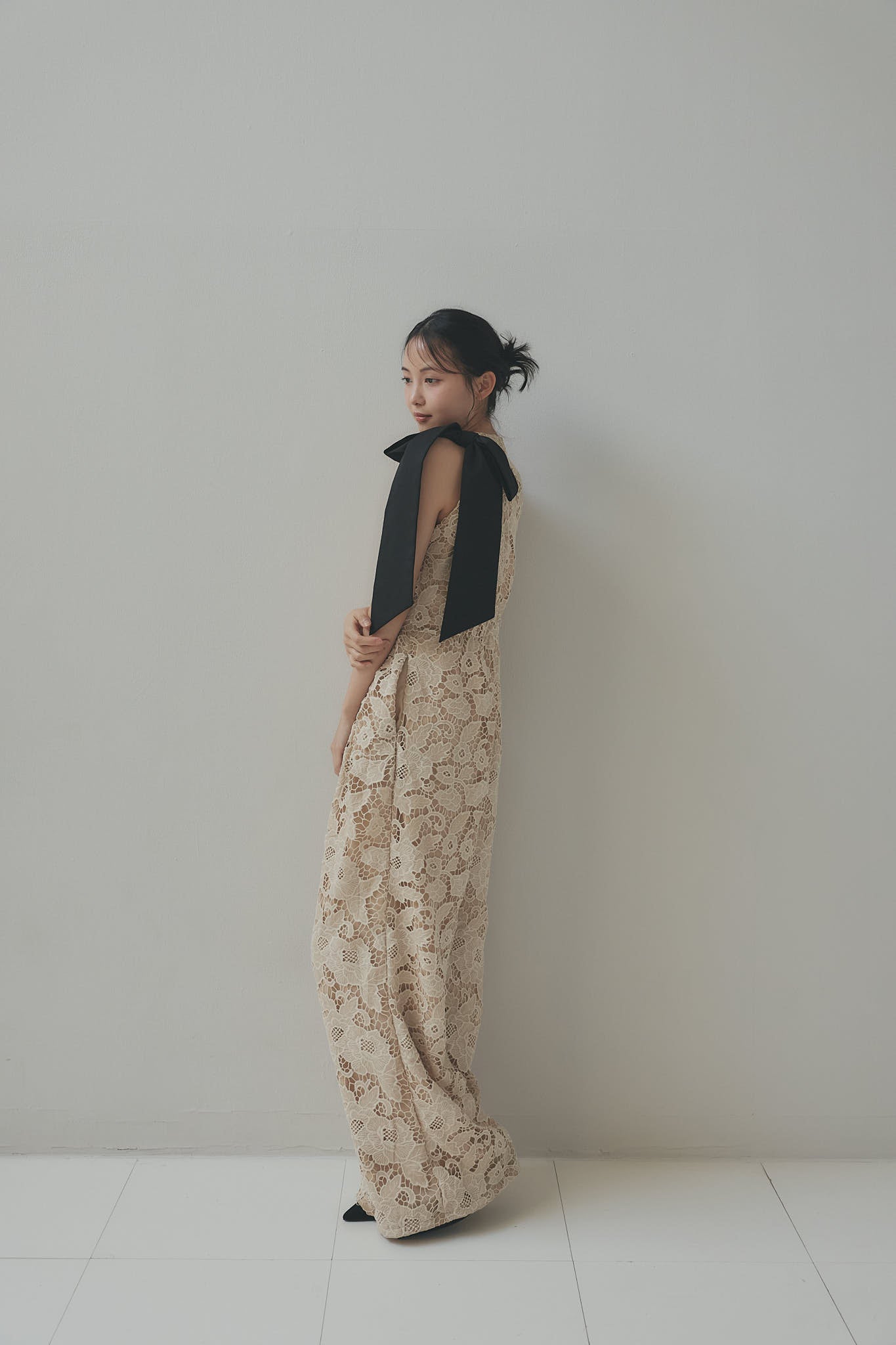 ribbon shoulder lace combinaison
