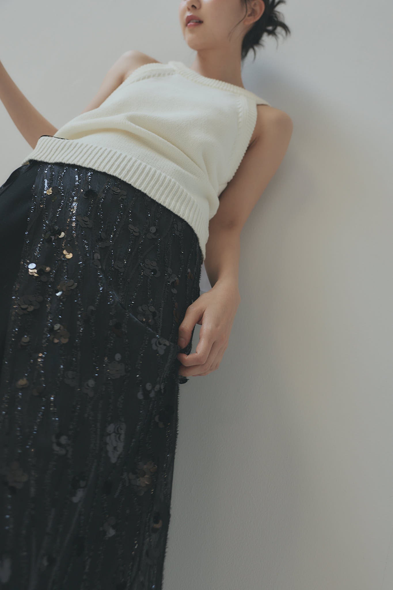 spangle layered sweat skirt