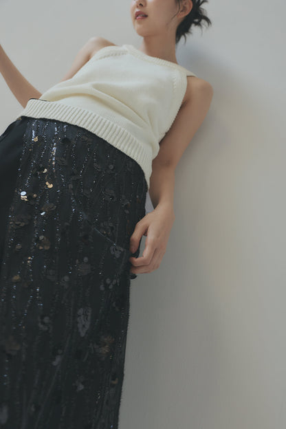 spangle layered sweat skirt