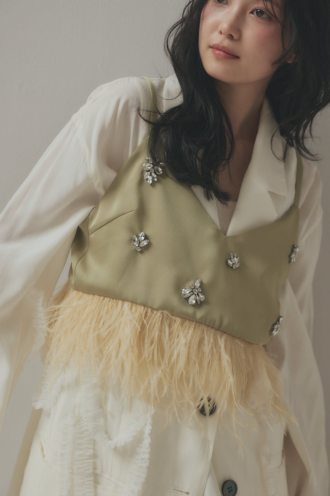 feather design bijou bustier