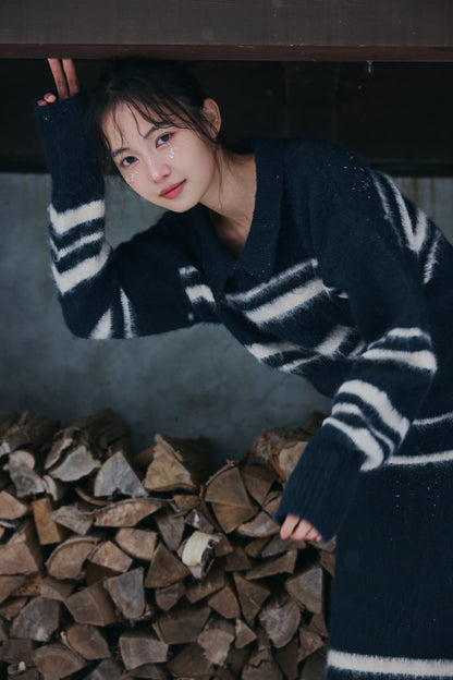 nuance border collar knit
