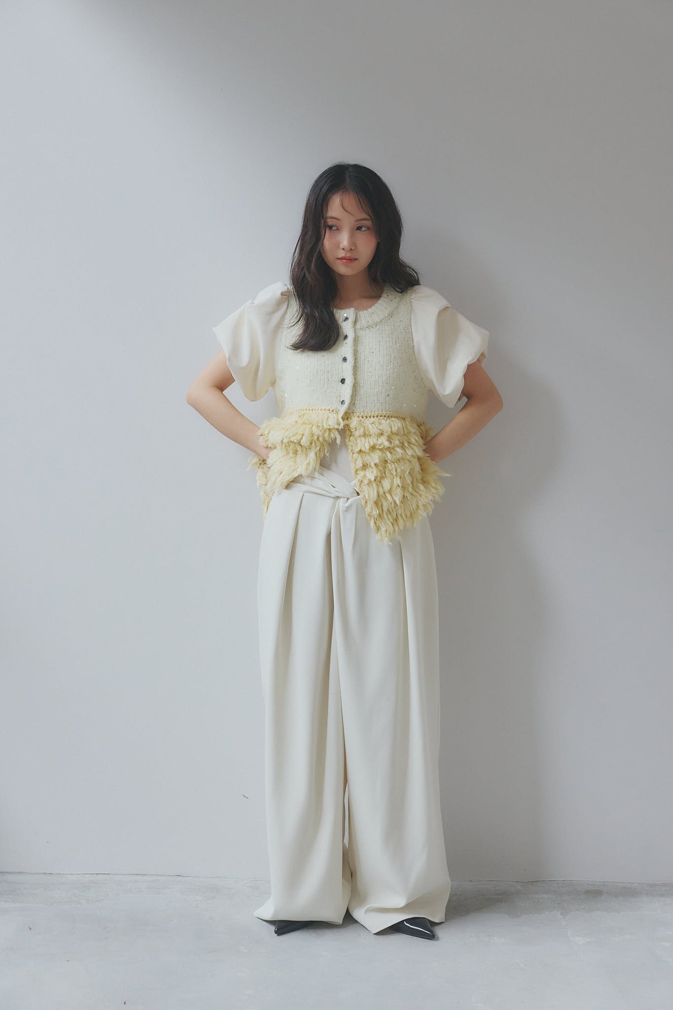 fringe design glitter summer knit