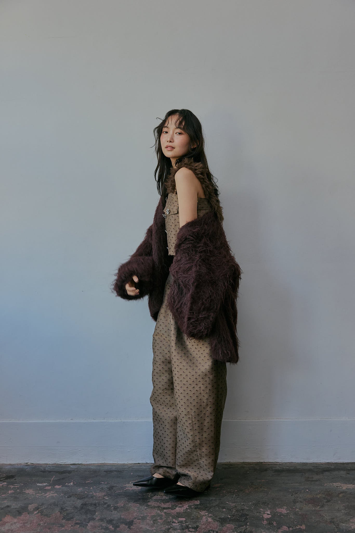 fur docking jacquard bustier – andequal