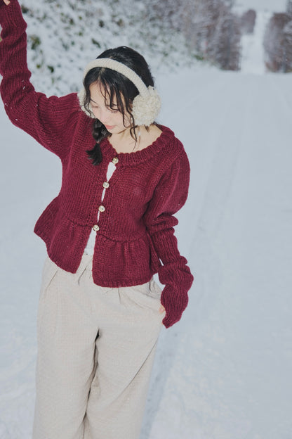 gold button puff sleeve knit