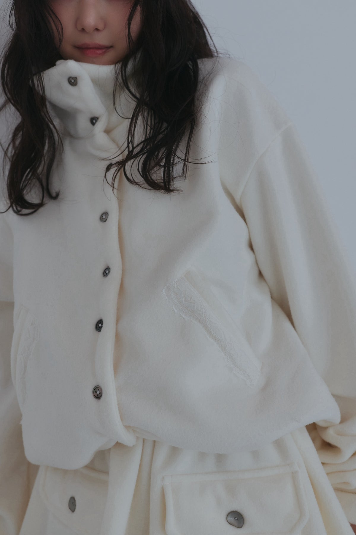 lace pocket fleece jacket