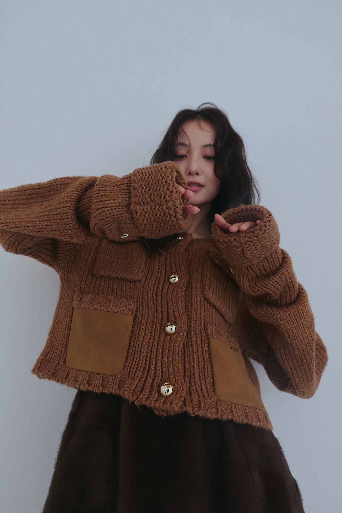 gold button pocket knit