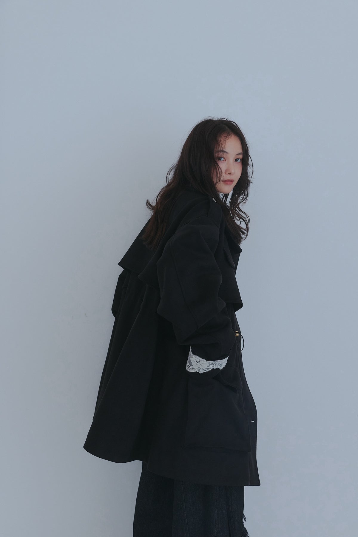 drawstring trench jacket