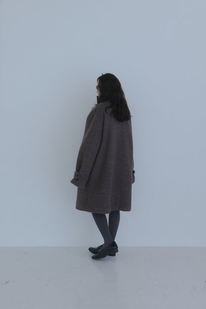 wrap collar wool coat
