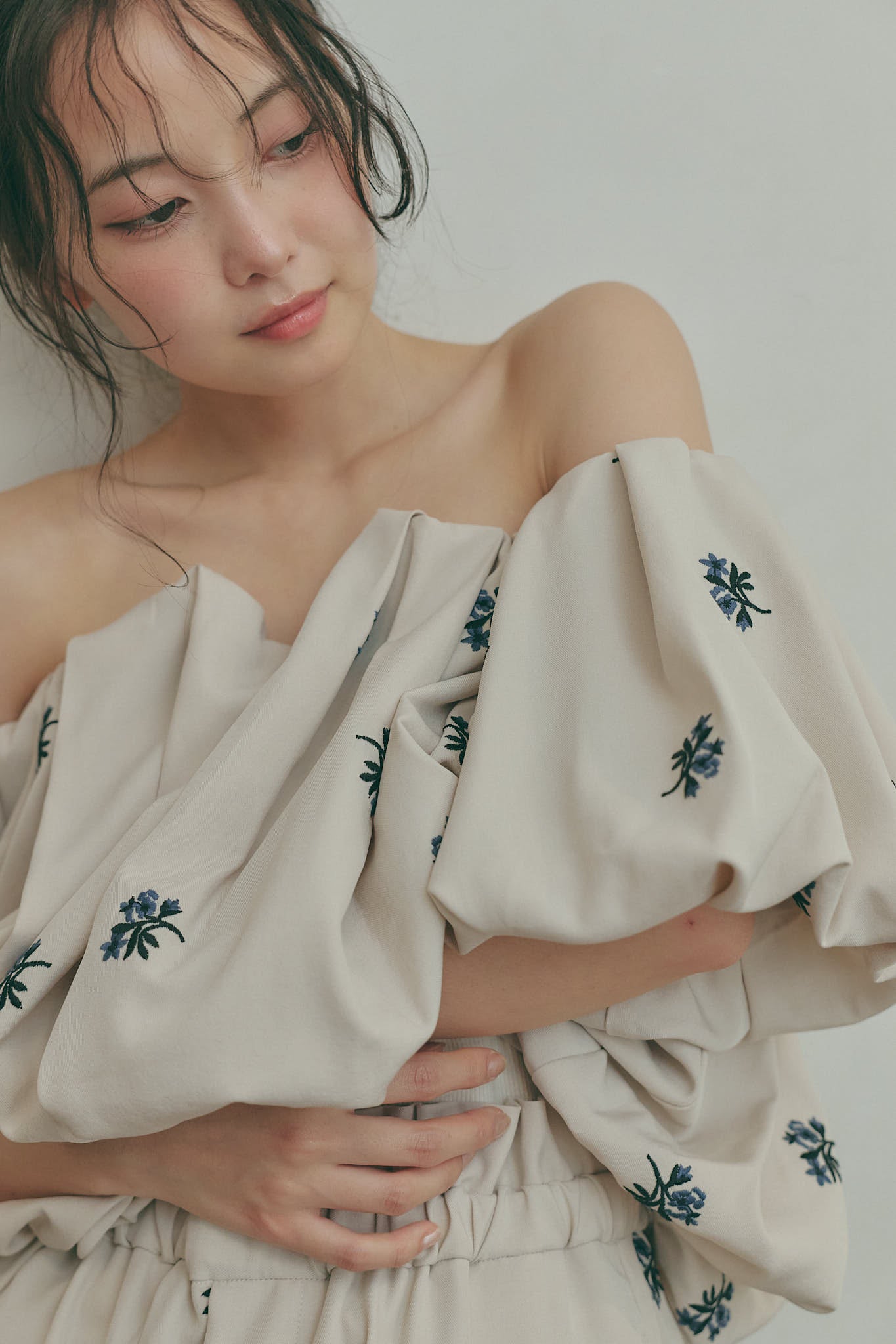 embroidery off shoulder blouse