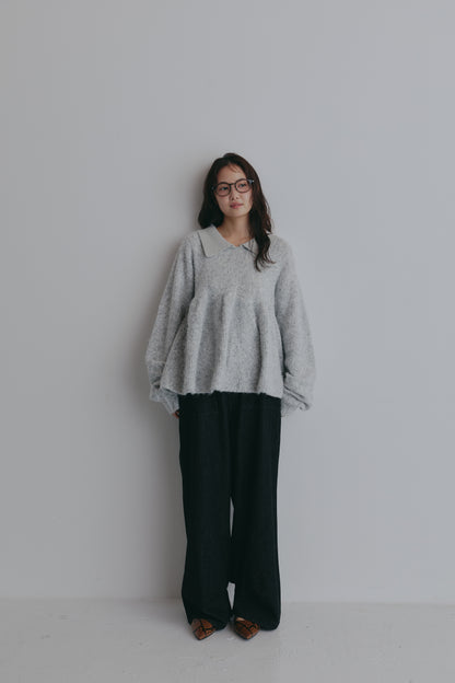 fluffy collar peplum knit
