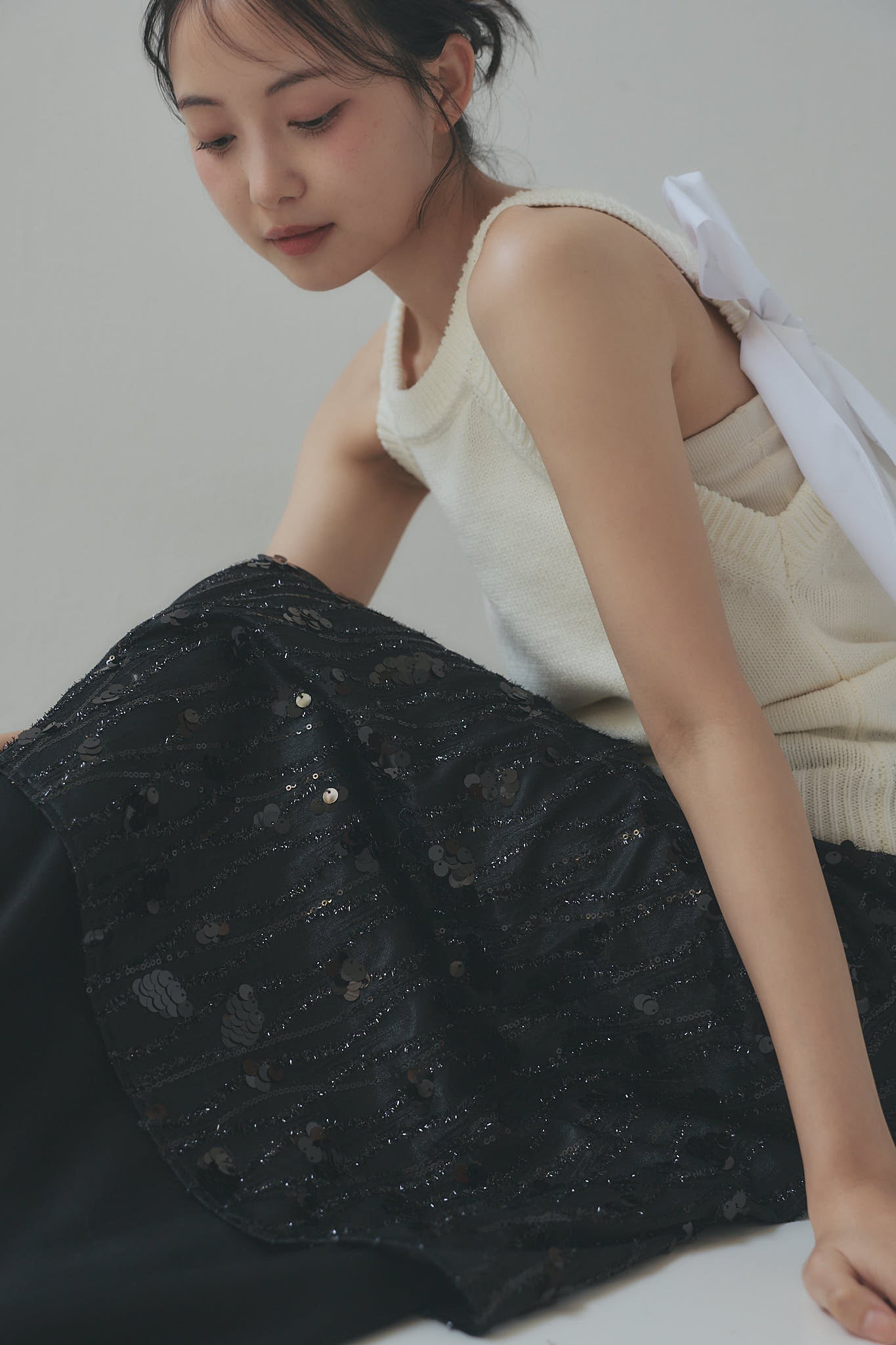 spangle layered sweat skirt