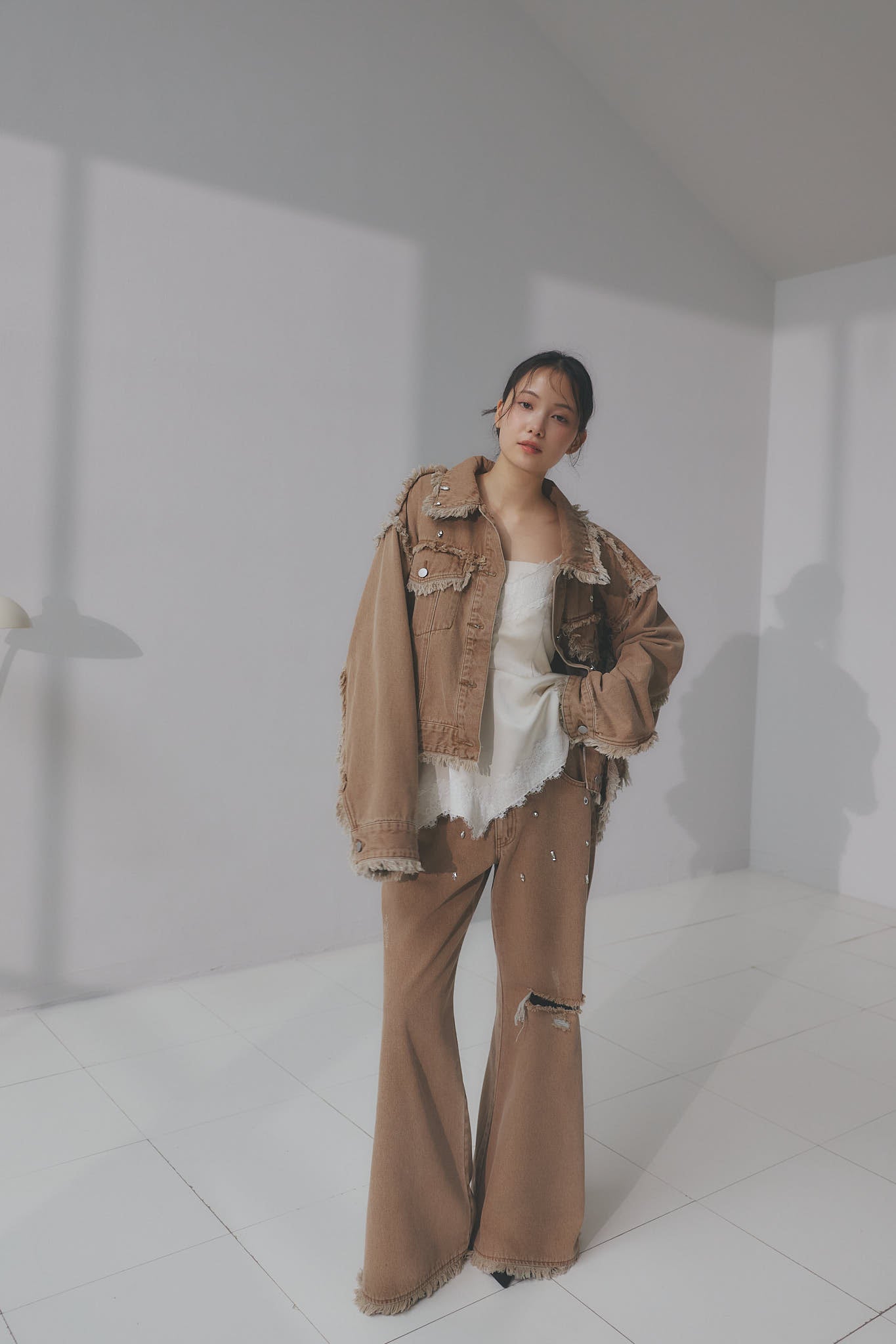 bijou fringe flare denim