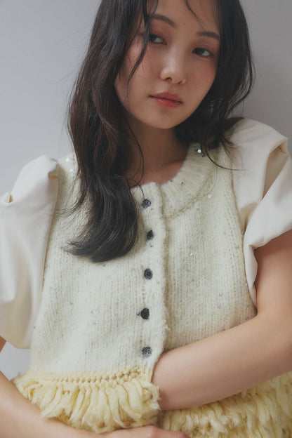 fringe design glitter summer knit