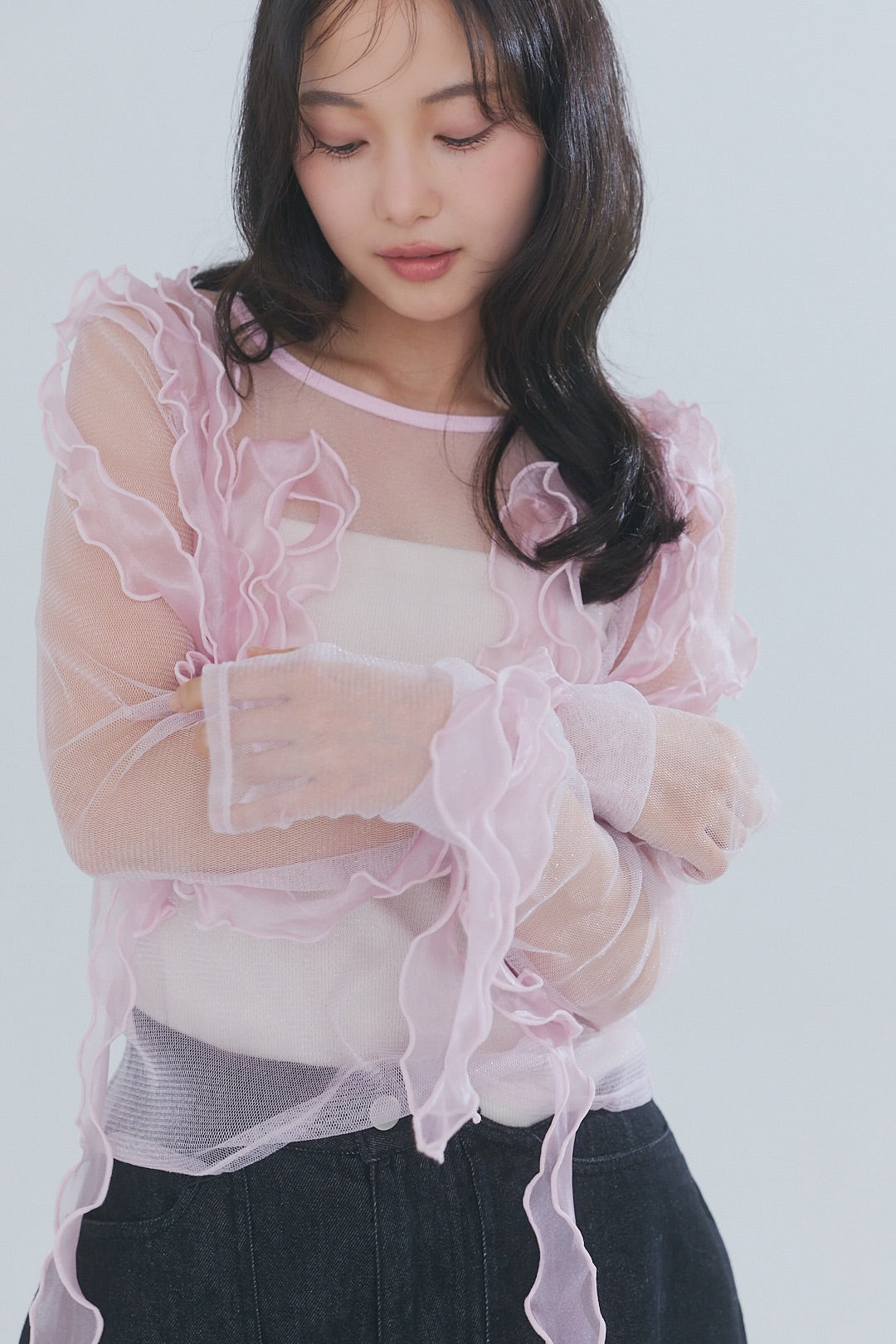 random ribbon sheer tops