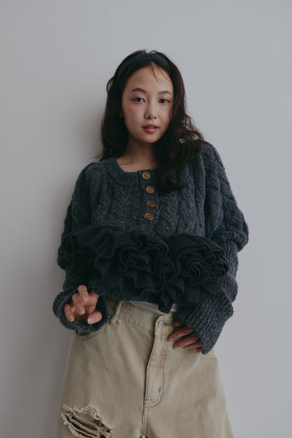 corsage knit cardigan