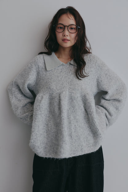 fluffy collar peplum knit