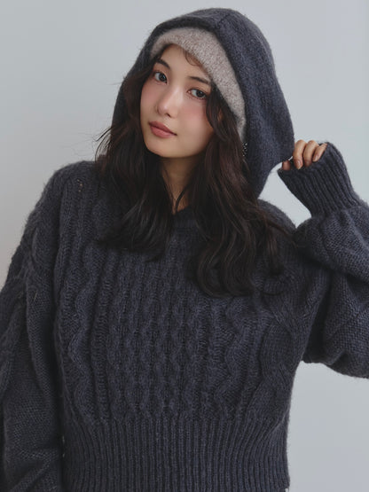 cable knit hoodie