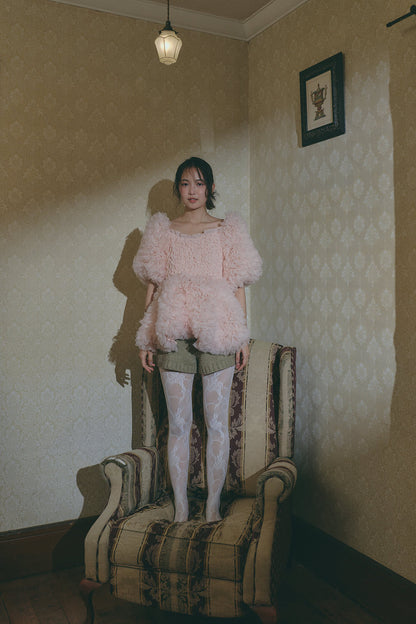 soft sparkle tulle blouse