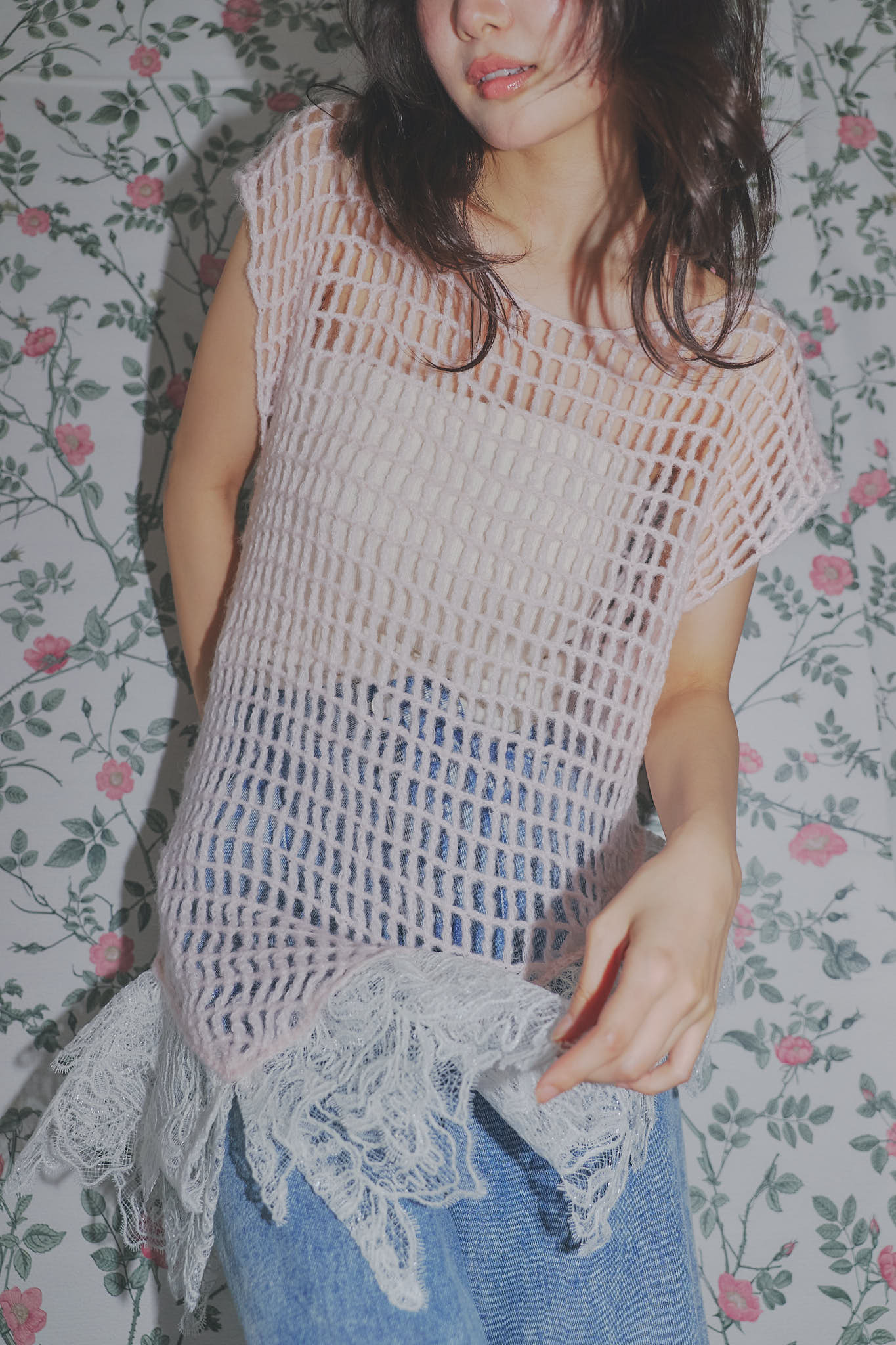 lace docking mesh knit