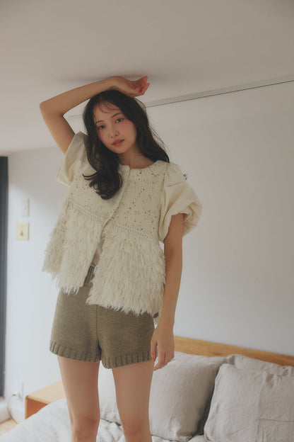 fringe design glitter summer knit