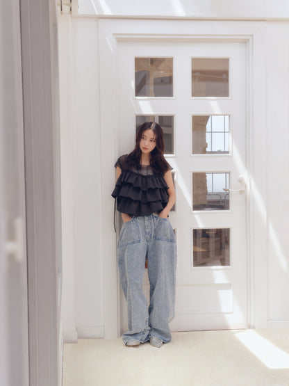 piping bulky frill blouse